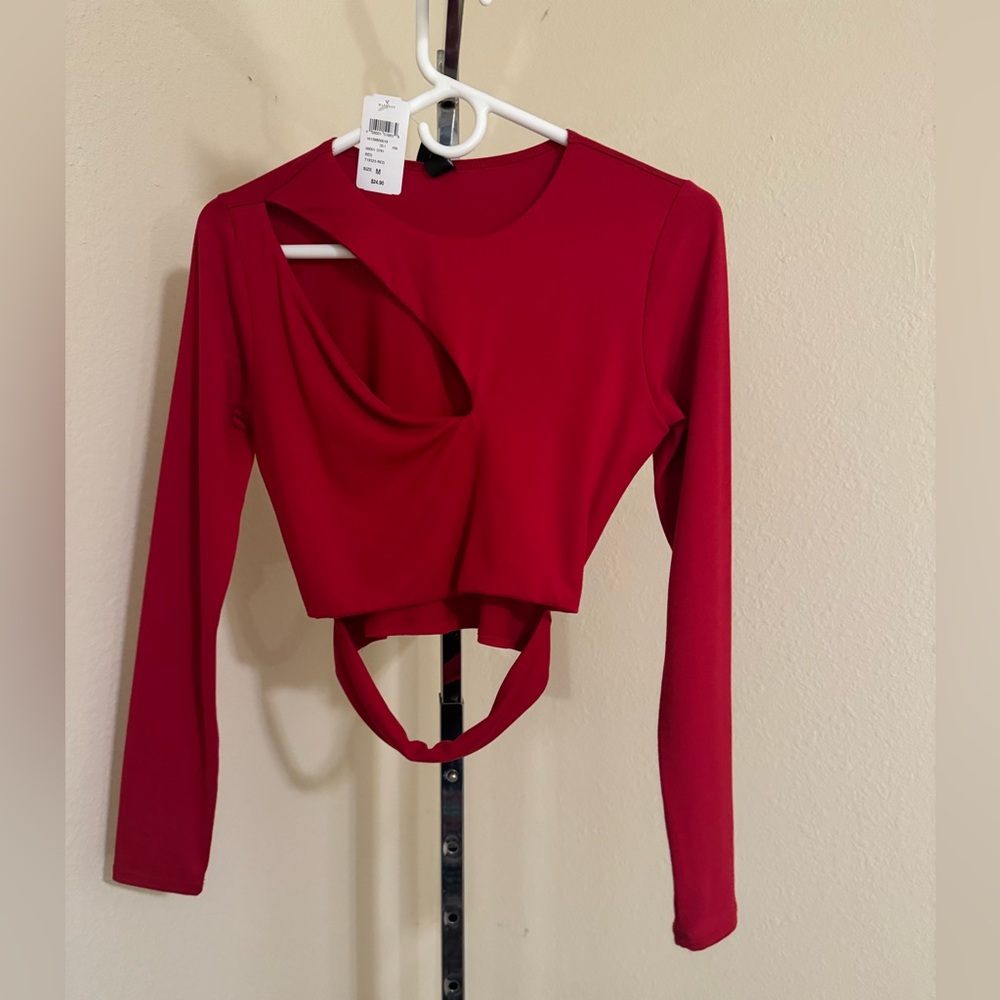 Windsor red long sleeve crop top